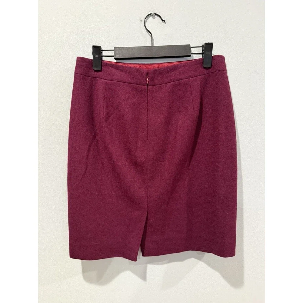 J Crew 'The Pencil Skirt' 4P Burgundy Wool Work Career Office Business Minimal